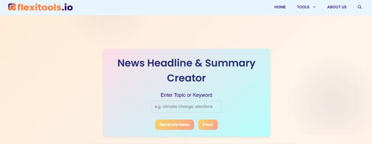 Free AI News Headline Generator 2025 - Instant Creative News Headlines | Flexitools.io