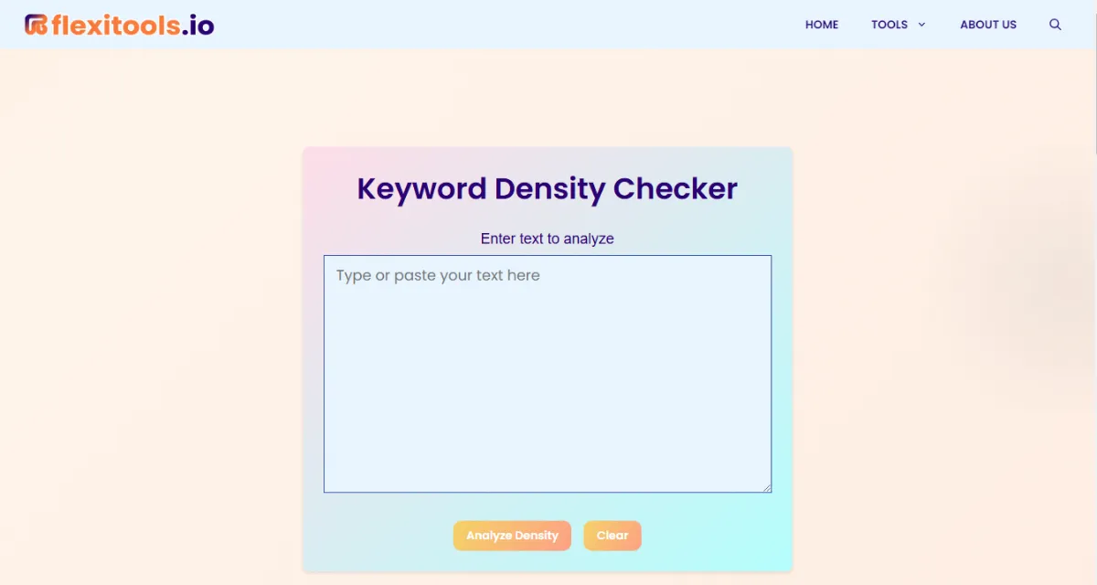 Free Keyword Density Checker tool 2025 - Accurate SEO Analysis Online | Flexitools.io