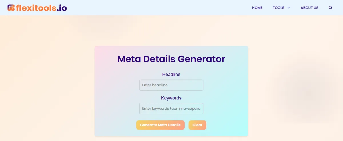Free Meta Tag Generator tool 2025 - Effortless Meta Tag Creation | Flexitools.io
