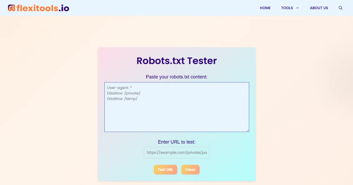 Free Robots Tester Tool 2025 - Accurate Robots.txt Analysis | Flexitools.io